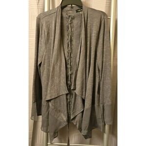 August Silk Womens Flowy Olive Green Open Front Angled Cardigan Sweater Sz Large
